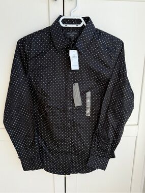 NWT Banana Republic Women’s Size 4 Black Micro-Print Button-Up Tailored Fit